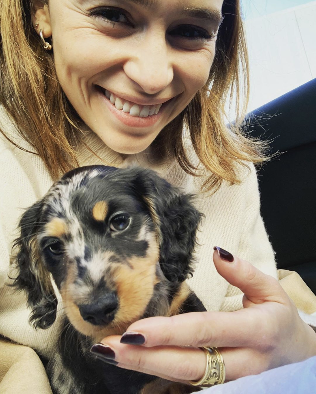 Mother of Dragons Emilia Clarke is now the mother of Ted the puppy! The