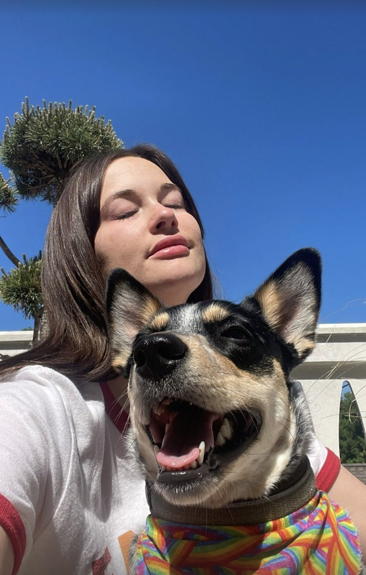 Country singer Kacey Musgraves captured an adorable selfie with a very happy Pepper the puppy on Thursday, June 9, 2022.