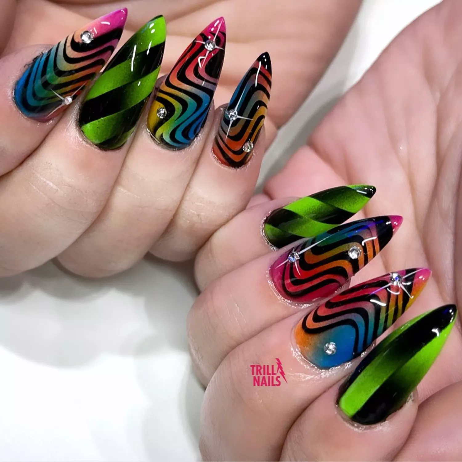 Psychedelic Swirl Nails in bold shades