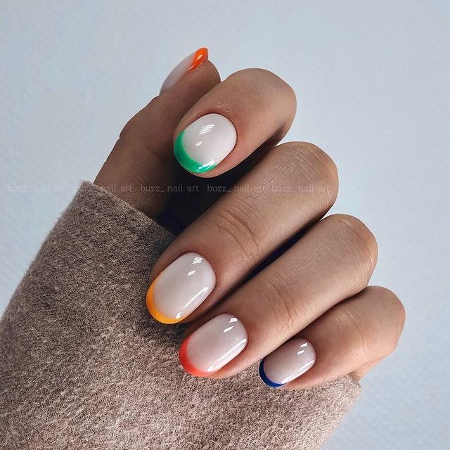 rainbow short nail designs