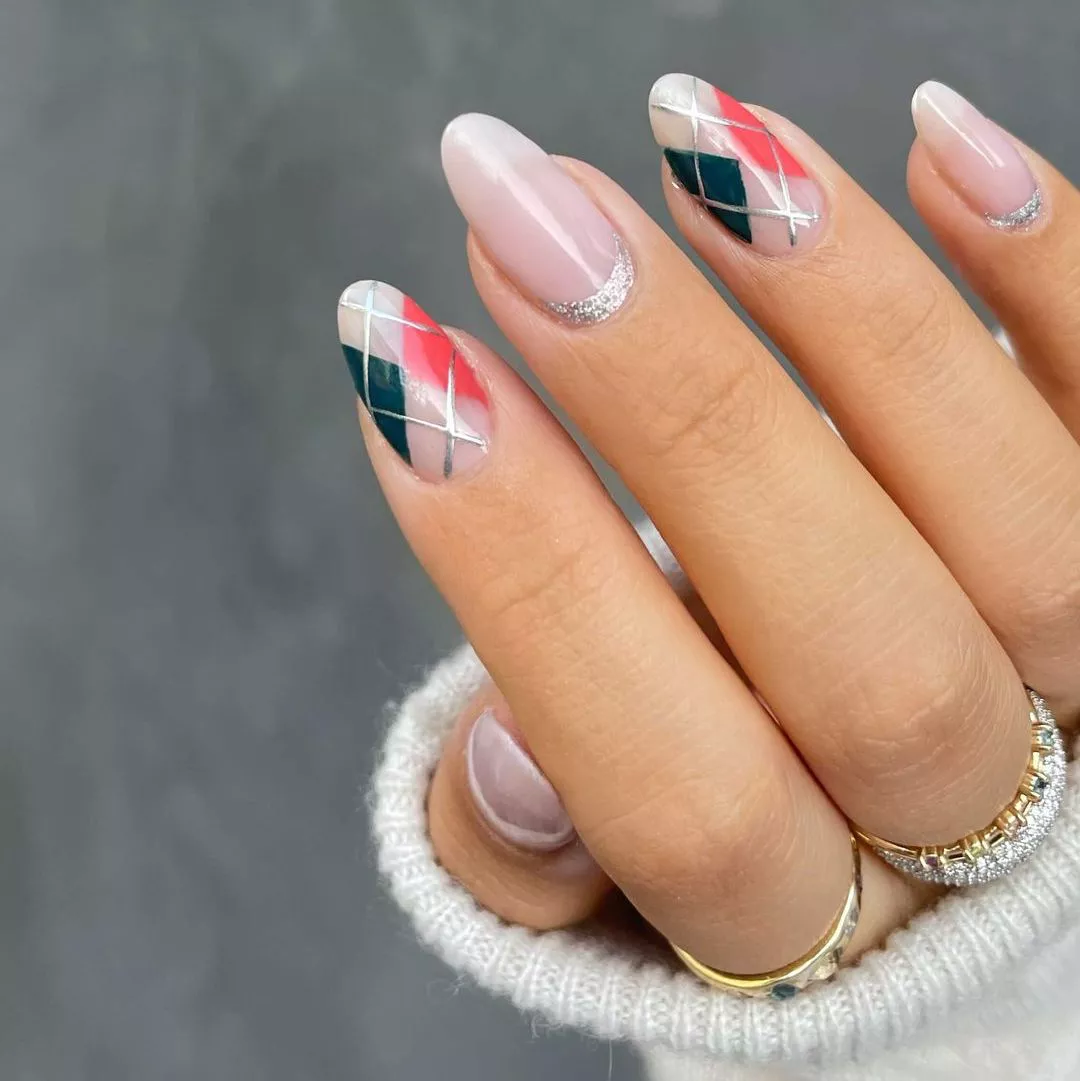 festive argyle nails