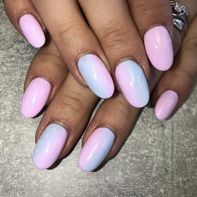 manicure with Cotton Candy OmbrÃ© nails