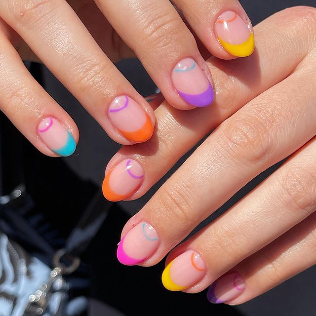 rainbow short nail design