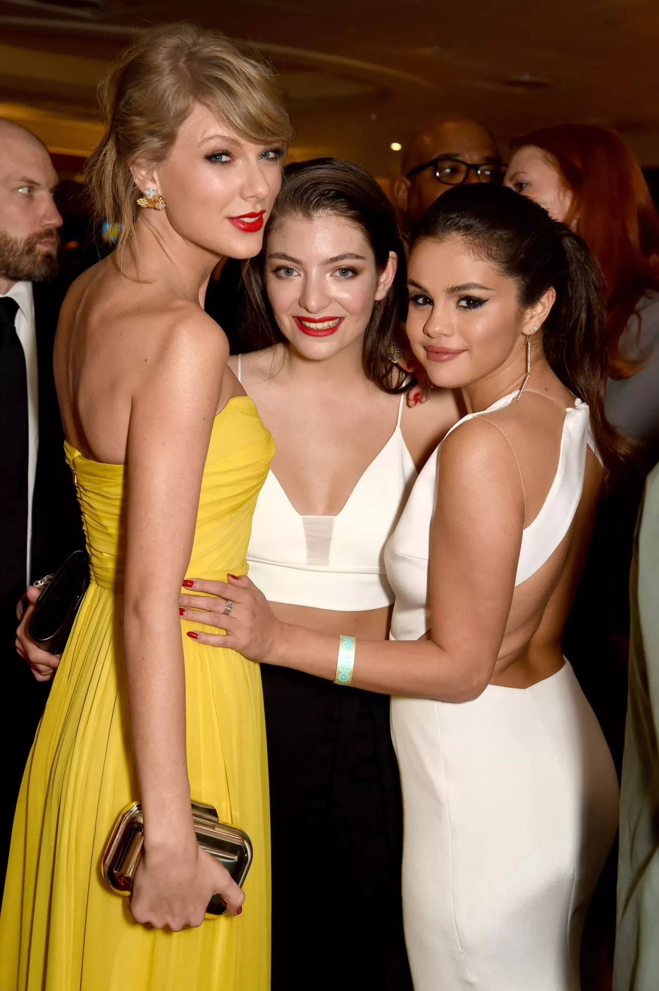 BEVERLY HILLS, CA - JANUARY 11: (L-R) Musician Taylor Swift, singer Lorde and actress/singer Selena Gomez attend HBO's Official Golden Globe Awards After Party at The Beverly Hilton Hotel on January 11, 2015 in Beverly Hills, California. (Photo by Jeff Kravitz/FilmMagic)