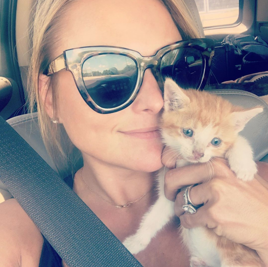 Miranda Lambert and husband Brendan rescue adorable 4-week-old kitten from the middle of the highway in Texas.