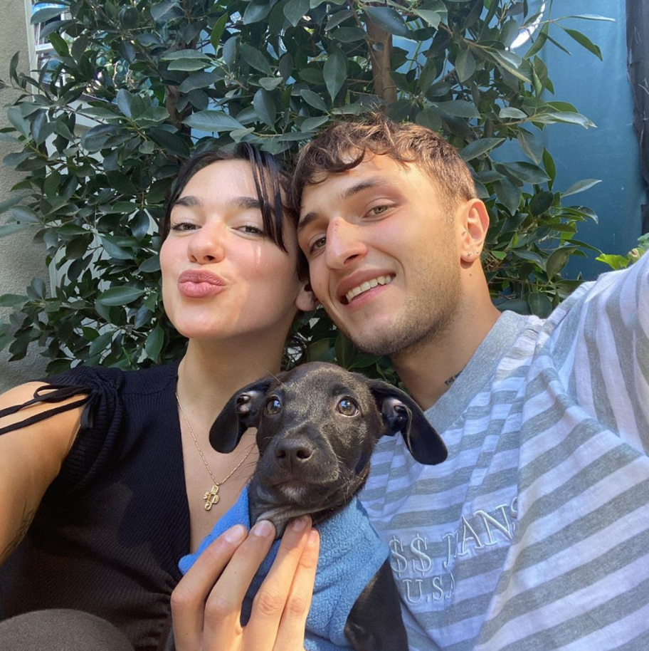 Singer Dua Lipa and boyfriend Anwar Hadid welcome home Dexter the puppy, a new addition to their love story, on Friday, July 31, 2020.