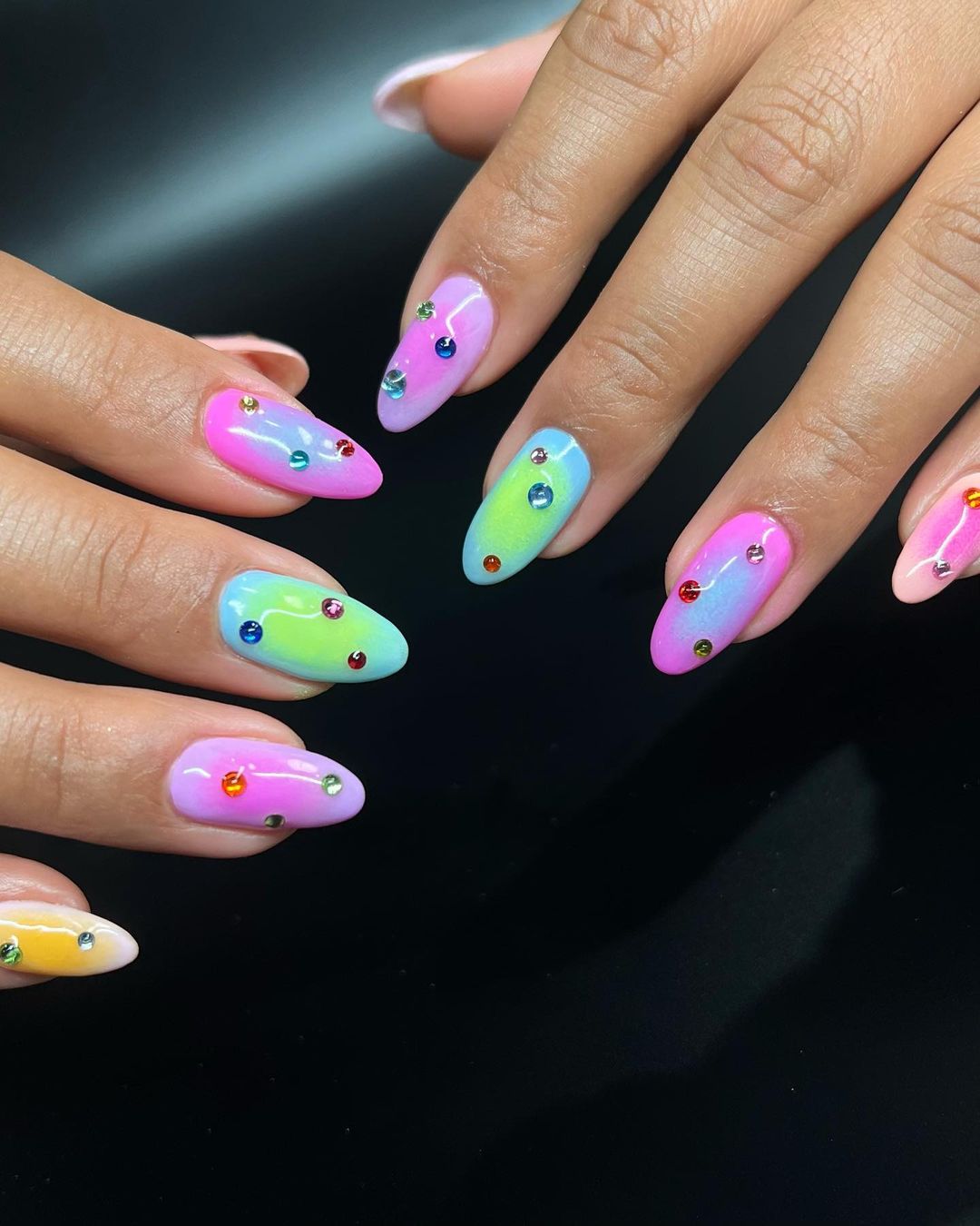 neon aura nails — 2024 nail trends