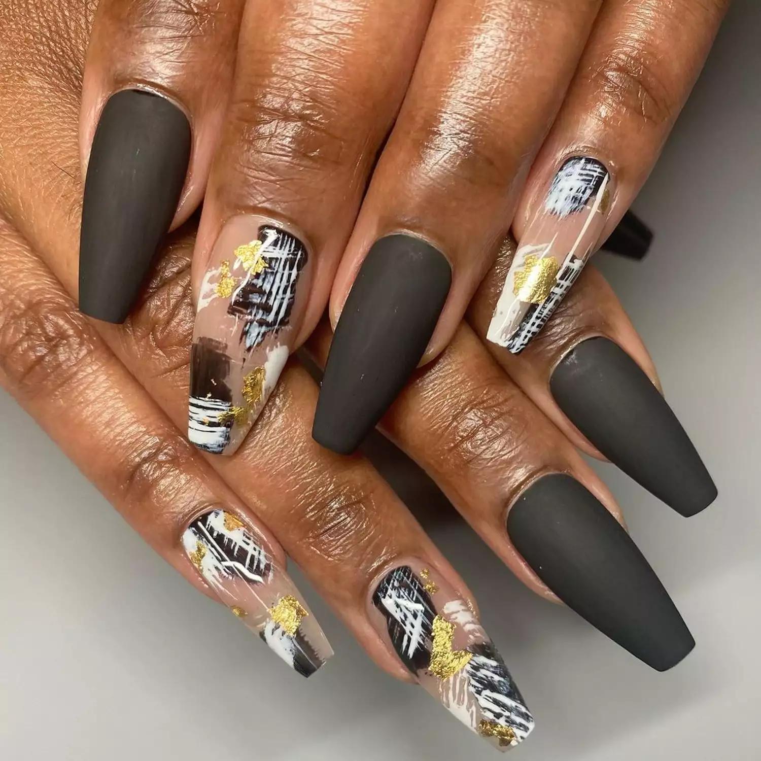 abstract matte black stiletto tips