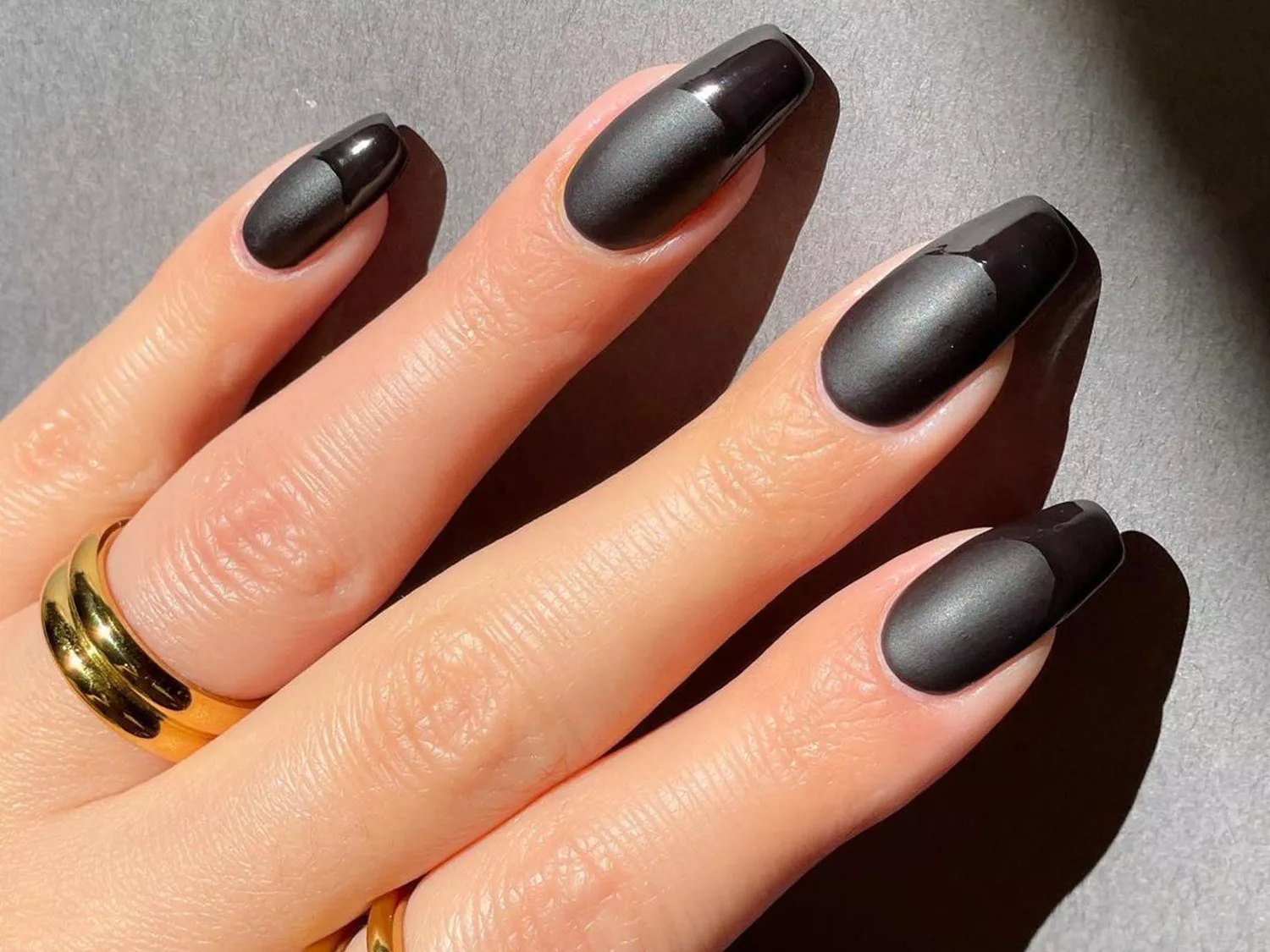 black on black matte french tips