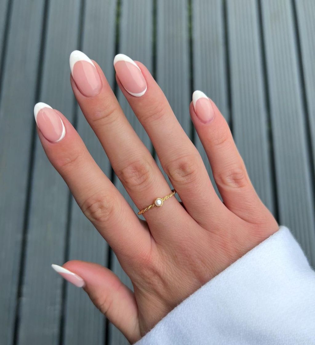 classy modern white french tip wedding nails