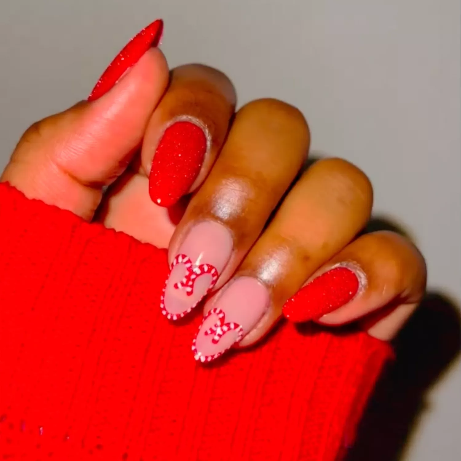 red candy cane nails