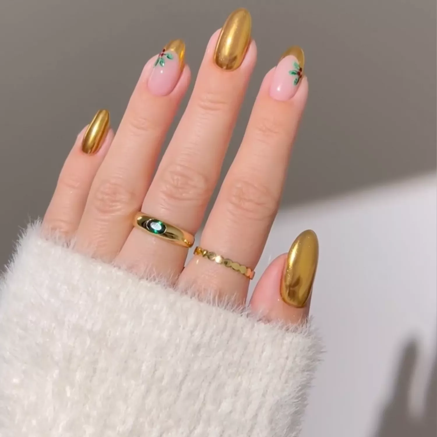 gold chrome french nails