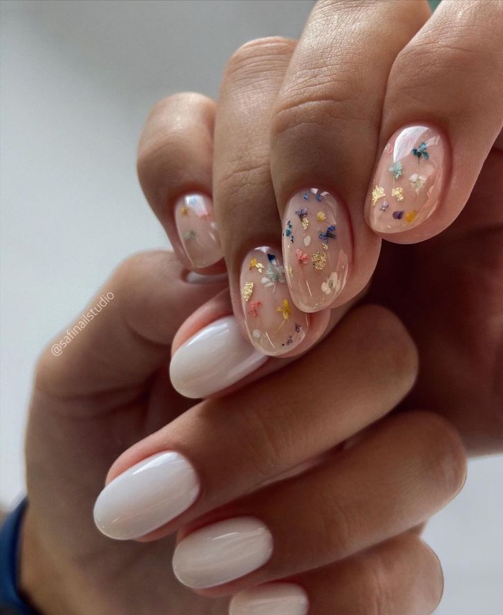 encased dried flower nail designs for weddings