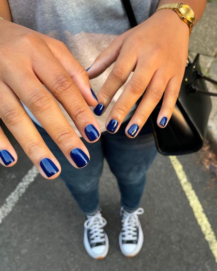 gel nail designs: ink blue @paintedbyjools