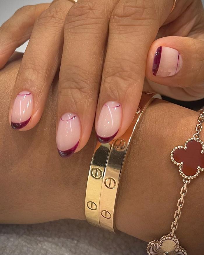 gel nail designs: double French nail art: @harrietwestmoreland