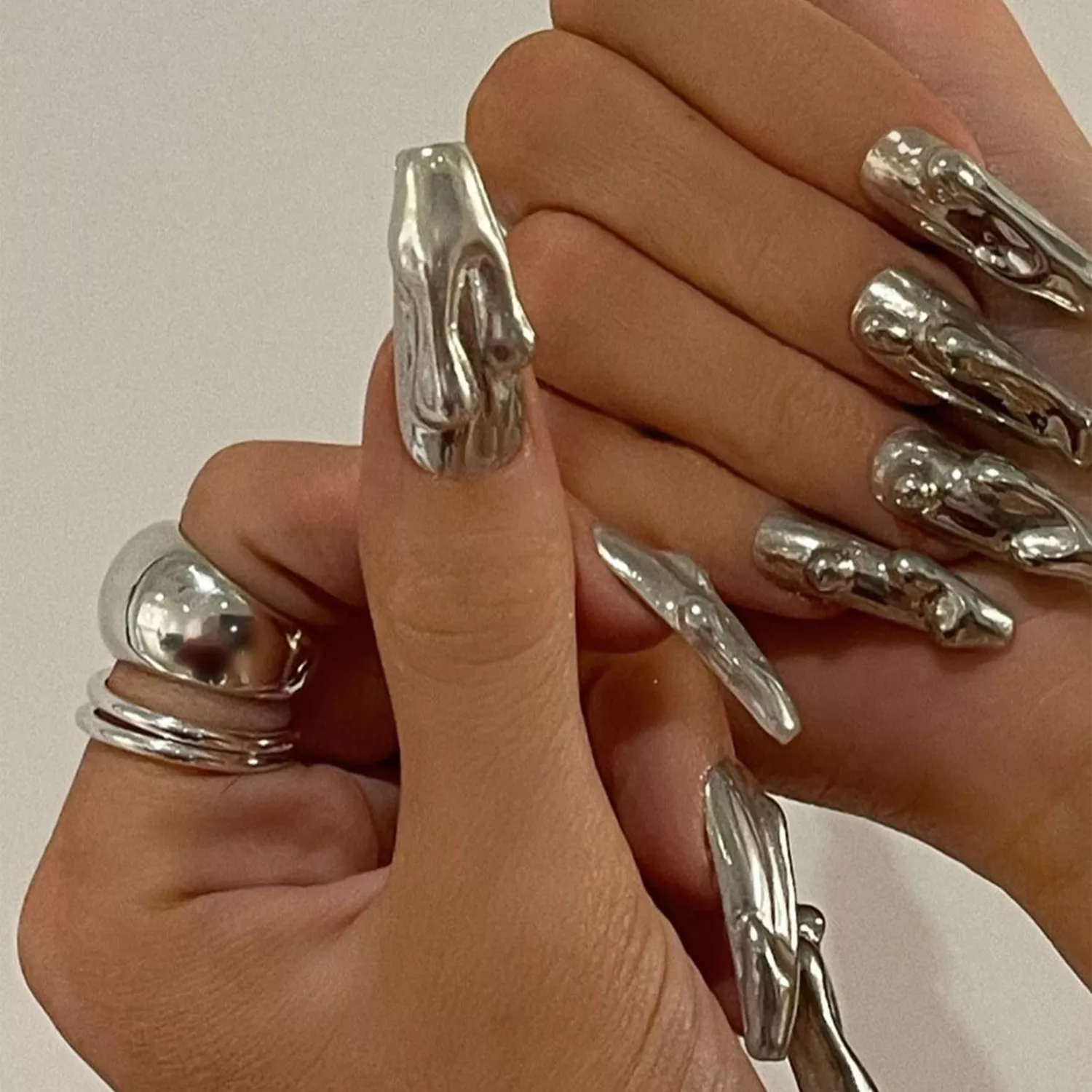 Kylie Jenner Bold Chrome Nails