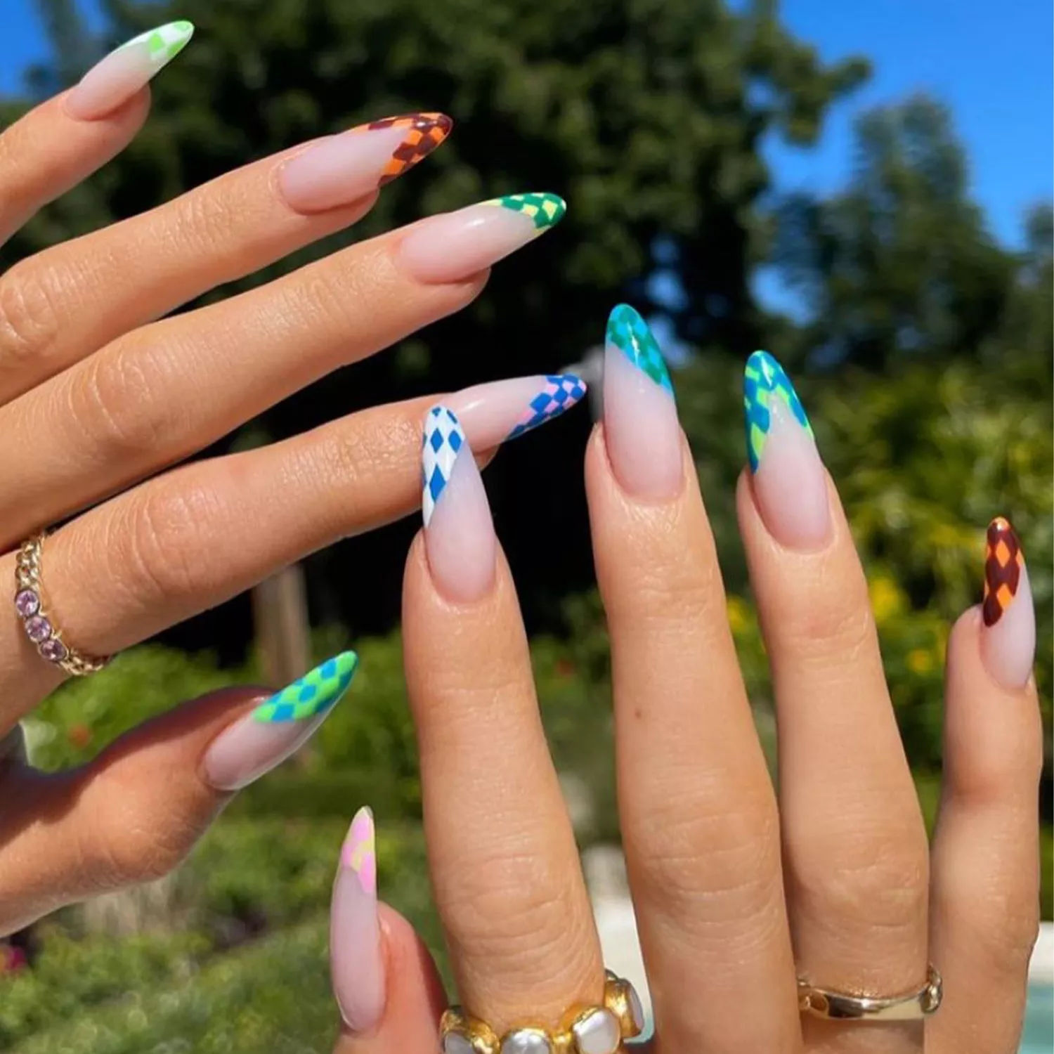 Kylie Jenner Checkerboard Nails