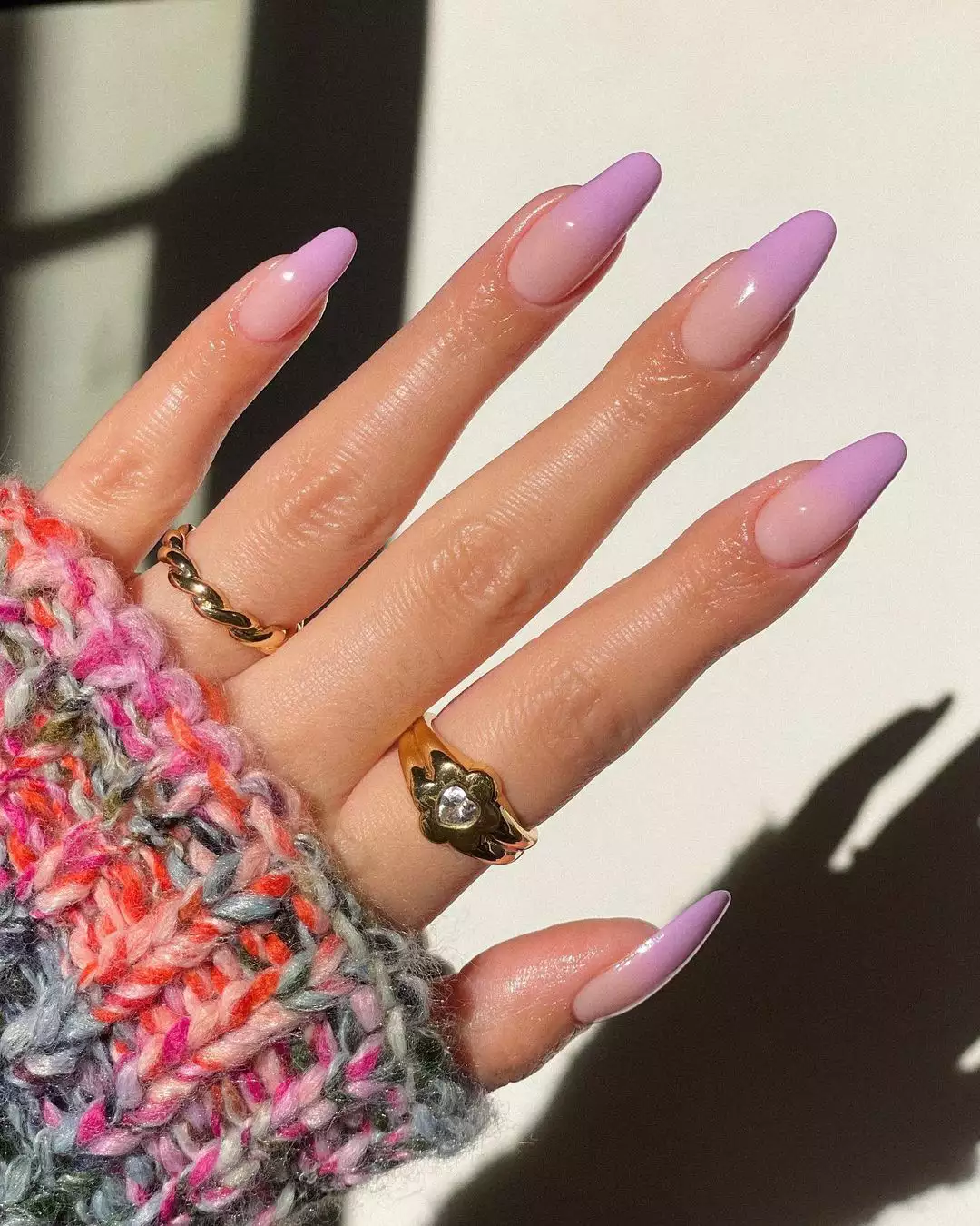 nude to lavender pastel ombré nails