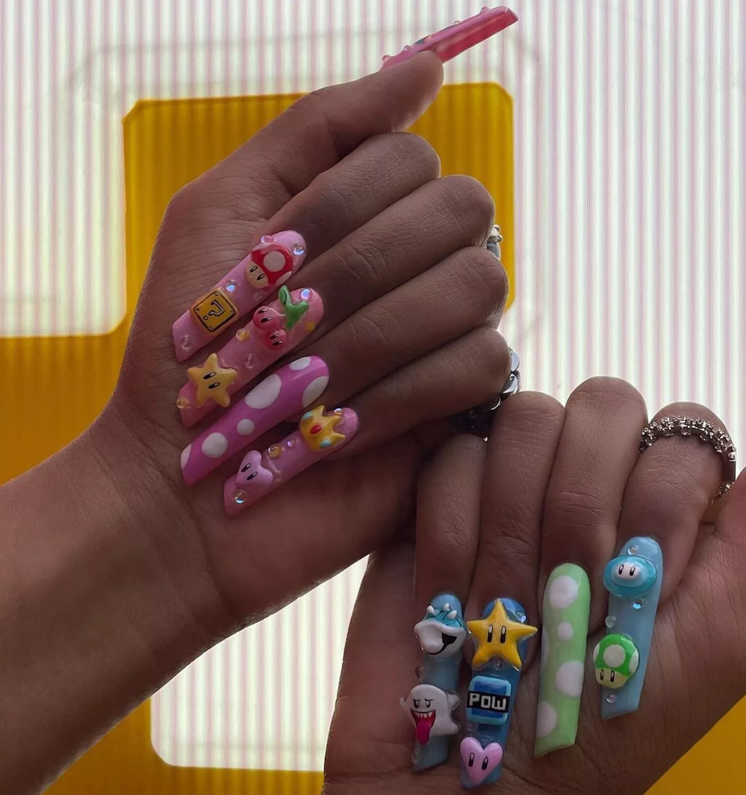 super mario-inspired nails on megan thee stallion