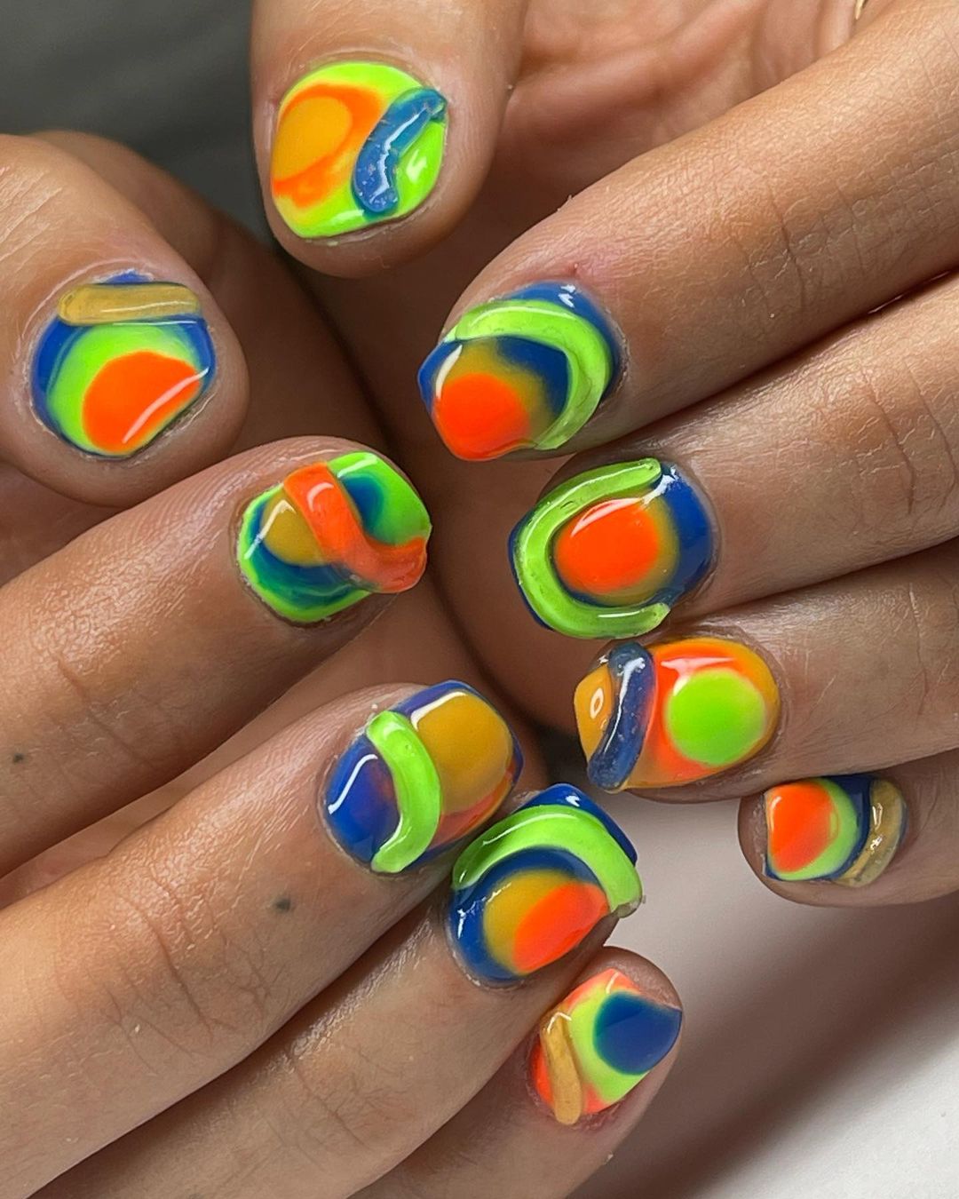 Neon glow stick manicure