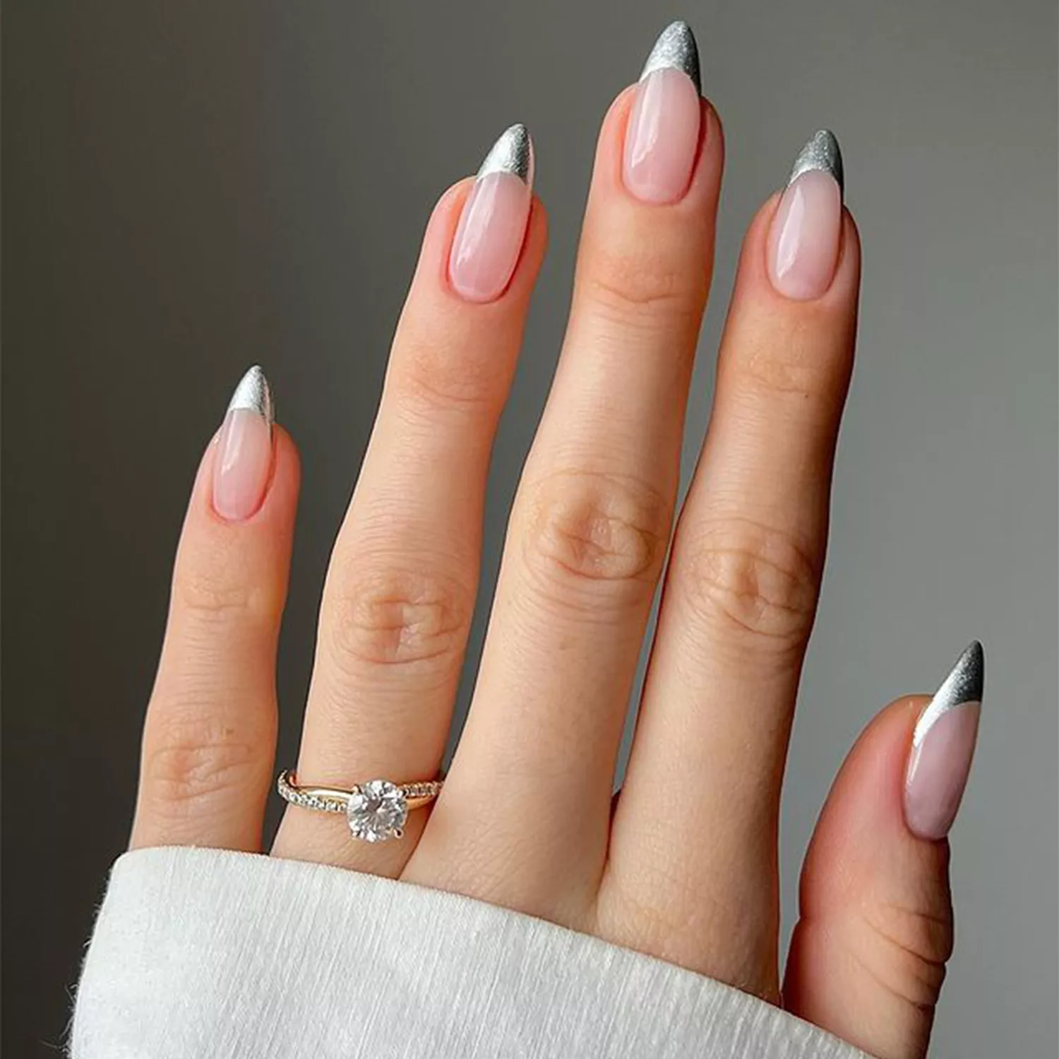 silver french manicure