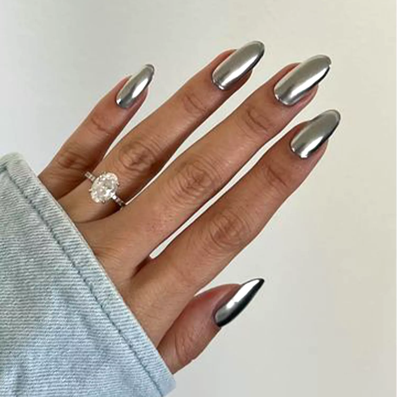 silver chrome nails