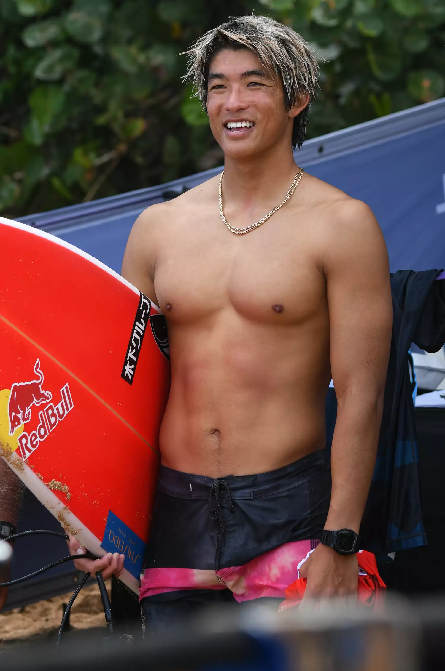 Kanoa Igarashi of Japan after the Heat 1 of the Quarterfinals at Banzai Pipeline on February 05, 2022 in Haleiwa, Hawaii.