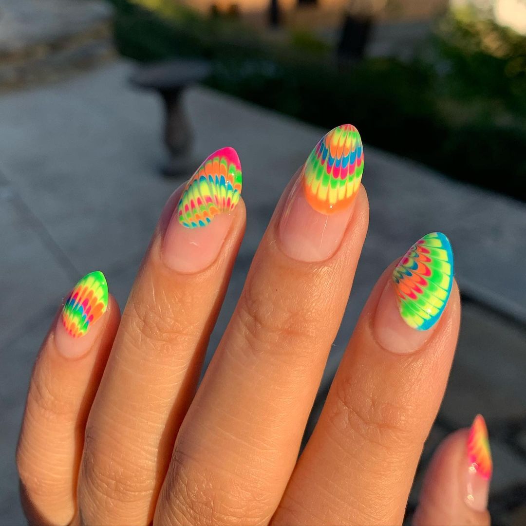 Tie Dye Neon nails