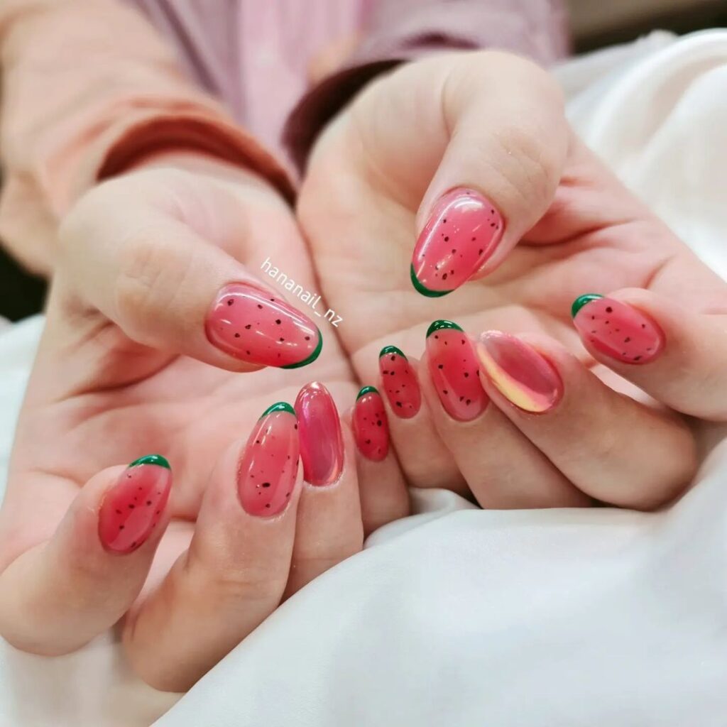 20-Juicy Watermelon Shellac Nails-J