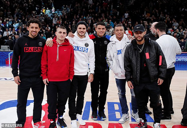 Kylian Mbappe, Neymar and their PSG team-mates sit courtside at first-ever  NBA game in Paris | Daily Mail Online