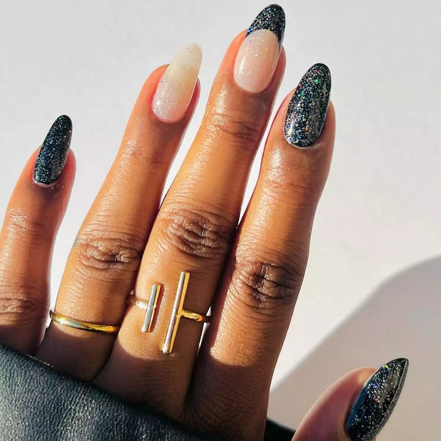 Black Glitter French Tips - Byrdie Black Glitter Nails 