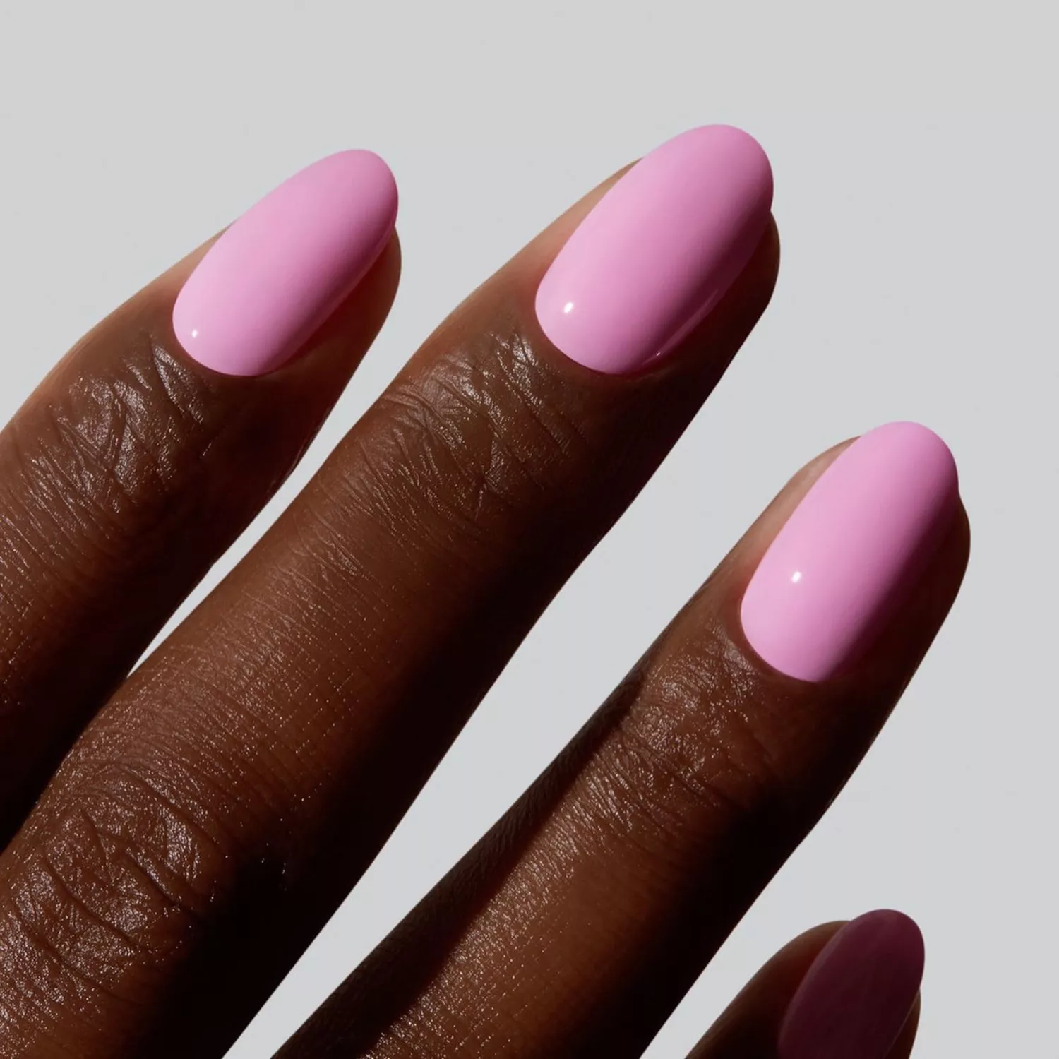 close up of nails in creamy baby pink color