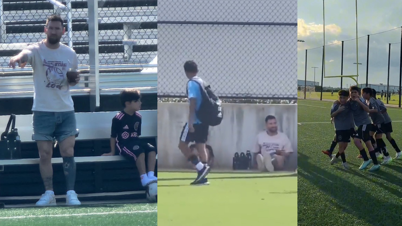 Captan a Lionel Messi en modo DT en el debut de su hijo Thiago en la sub-12 del Inter de Miami