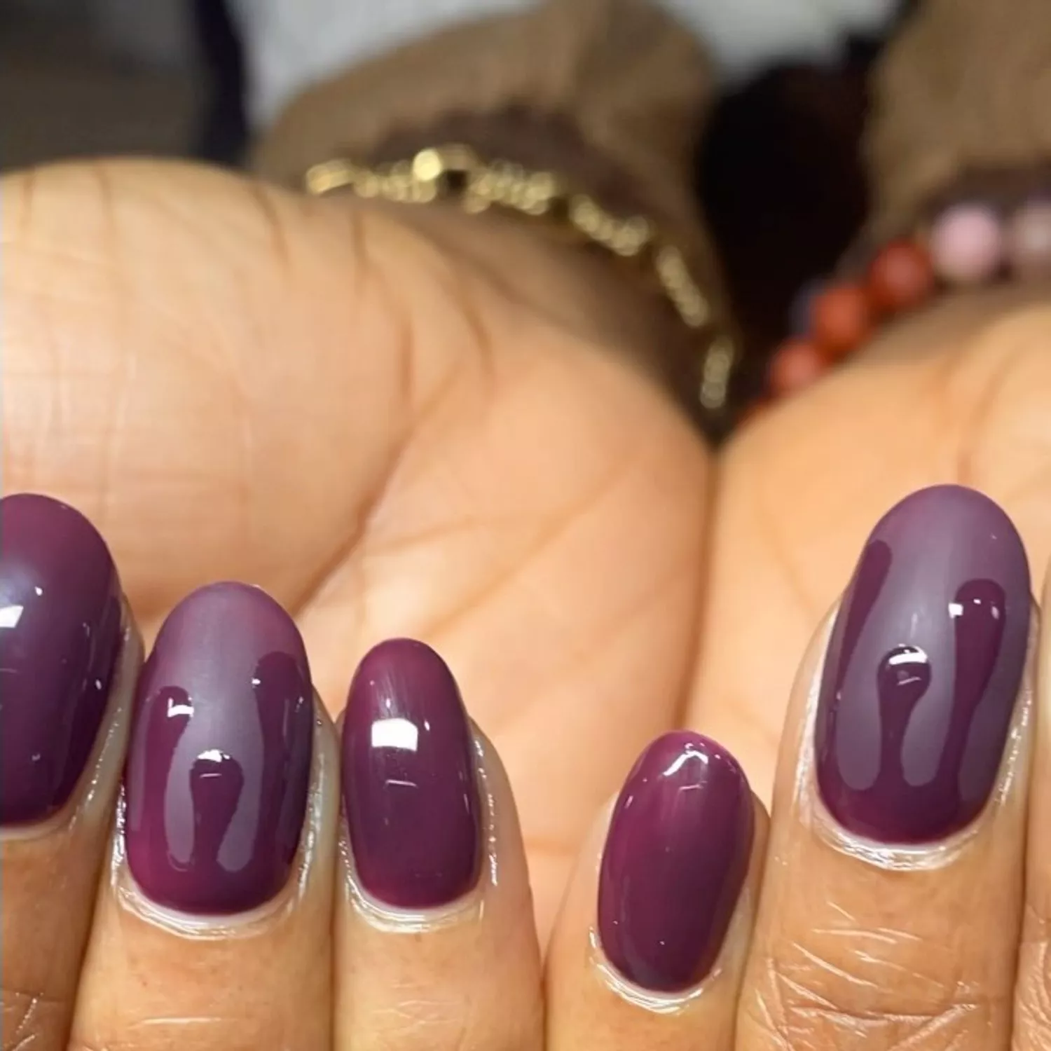 Dual-Finish Plum Drip Nails - Byrdie Dark Nail Ideas