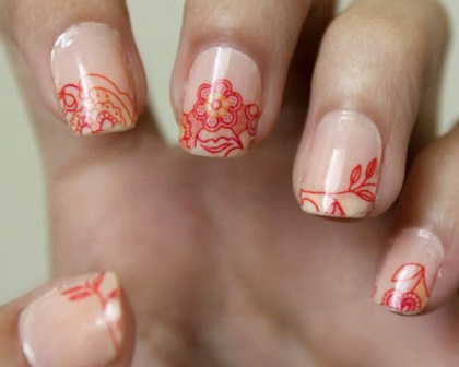 Floral Nail Stamping