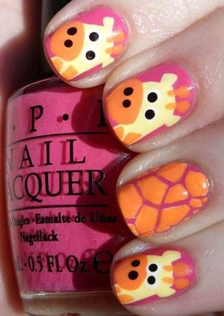 Giraffe Face Nail Art Design