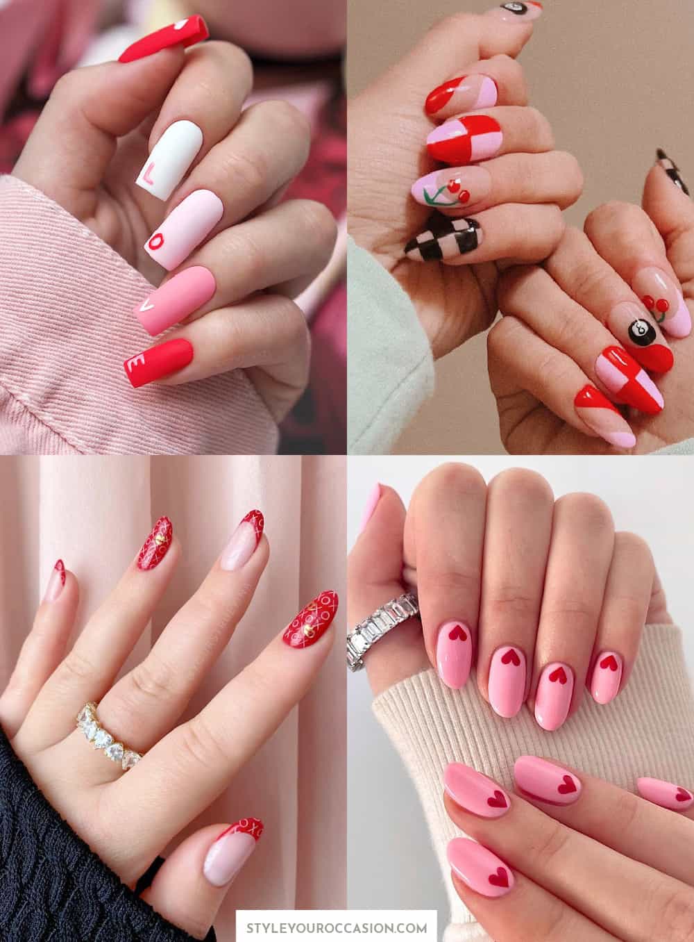 21+ Pink and Red Nails For A Flirty Vibe (w/ Valentine's Day Nails)