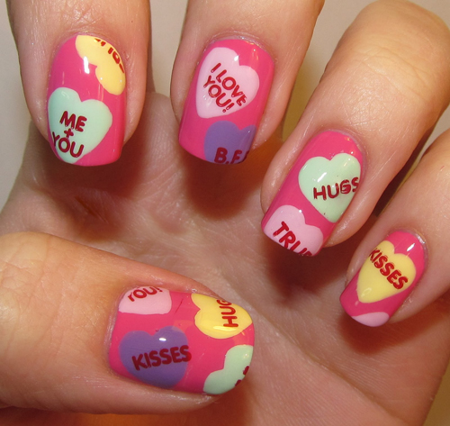 Romantic Heart Nail Art