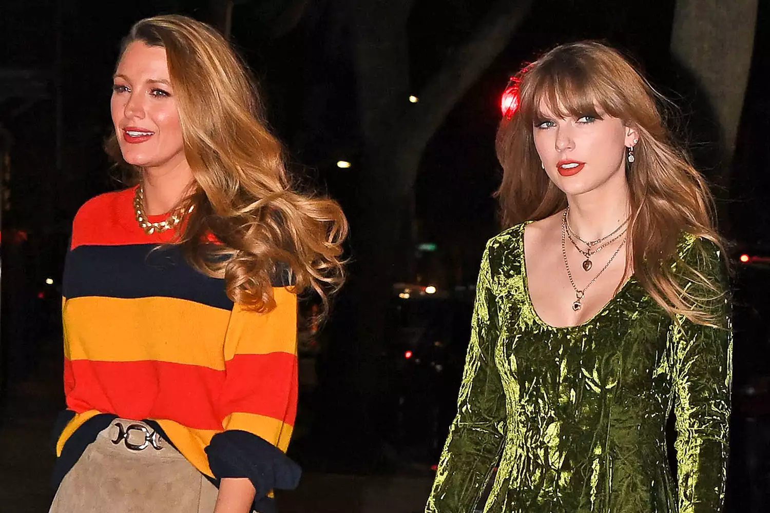 Blake Lively and Taylor Swift attend a private party at Lucalli Pizza restaurant in Brooklyn on January 10, 2024 in New York City. 