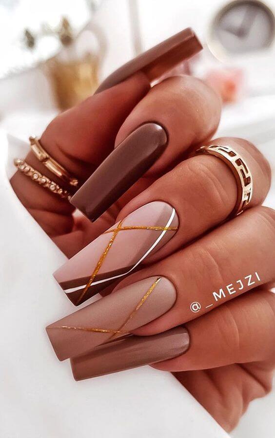 21 Splendid Brown Acrylic Nails For Every Season - 90