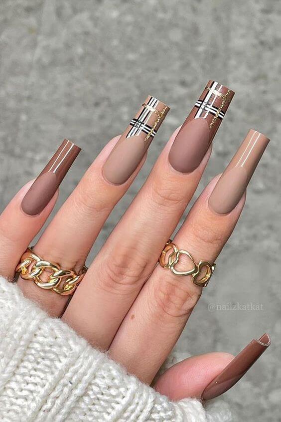 21 Splendid Brown Acrylic Nails For Every Season - 92