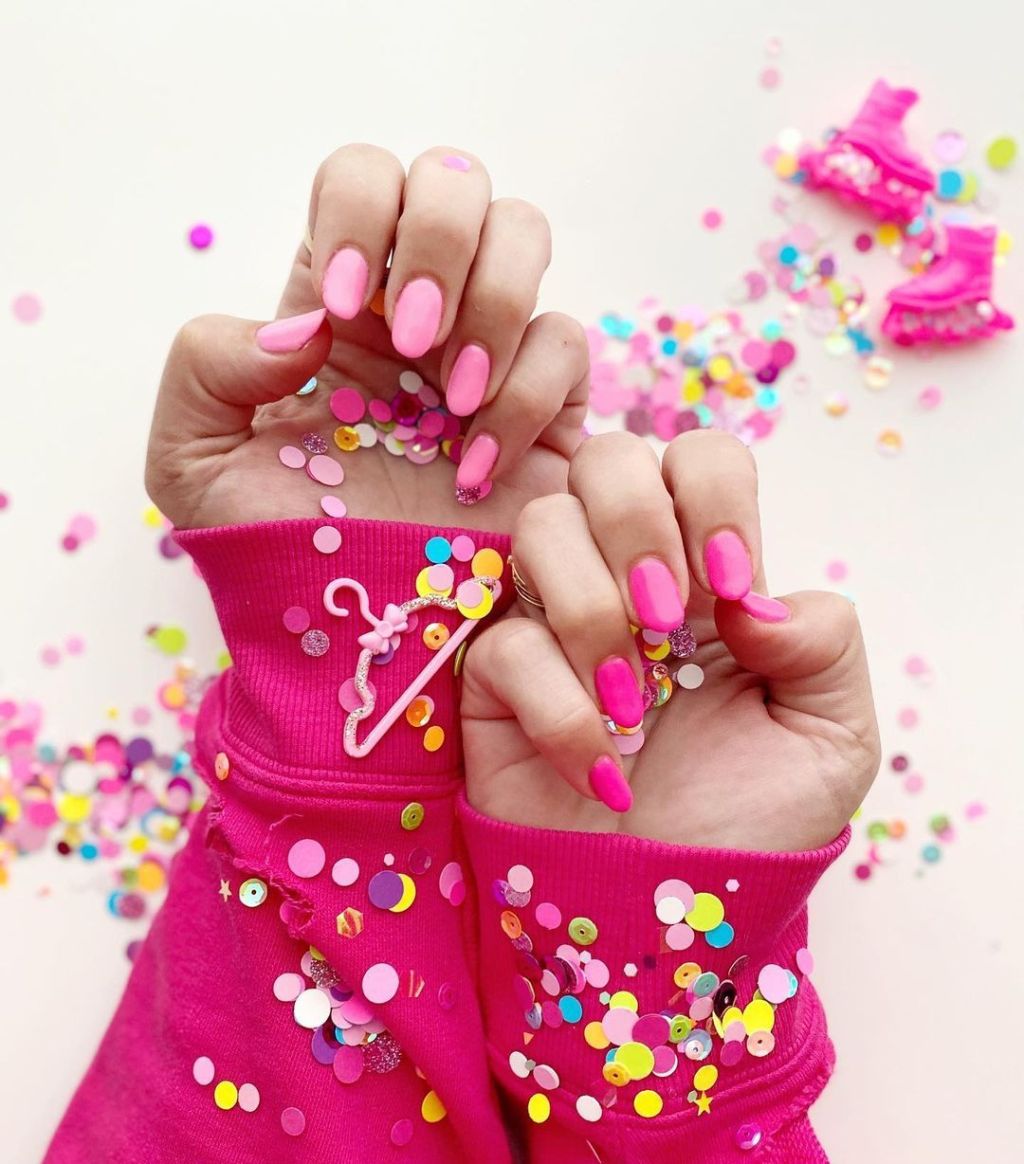 cute simple light pink Valentines Day nails