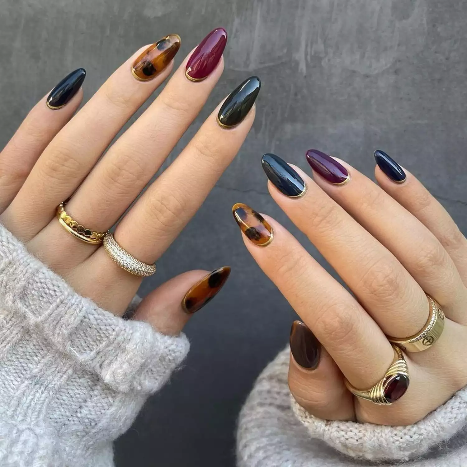 Dark Skittle Accent Nails - Byrdie Dark Nail Ideas