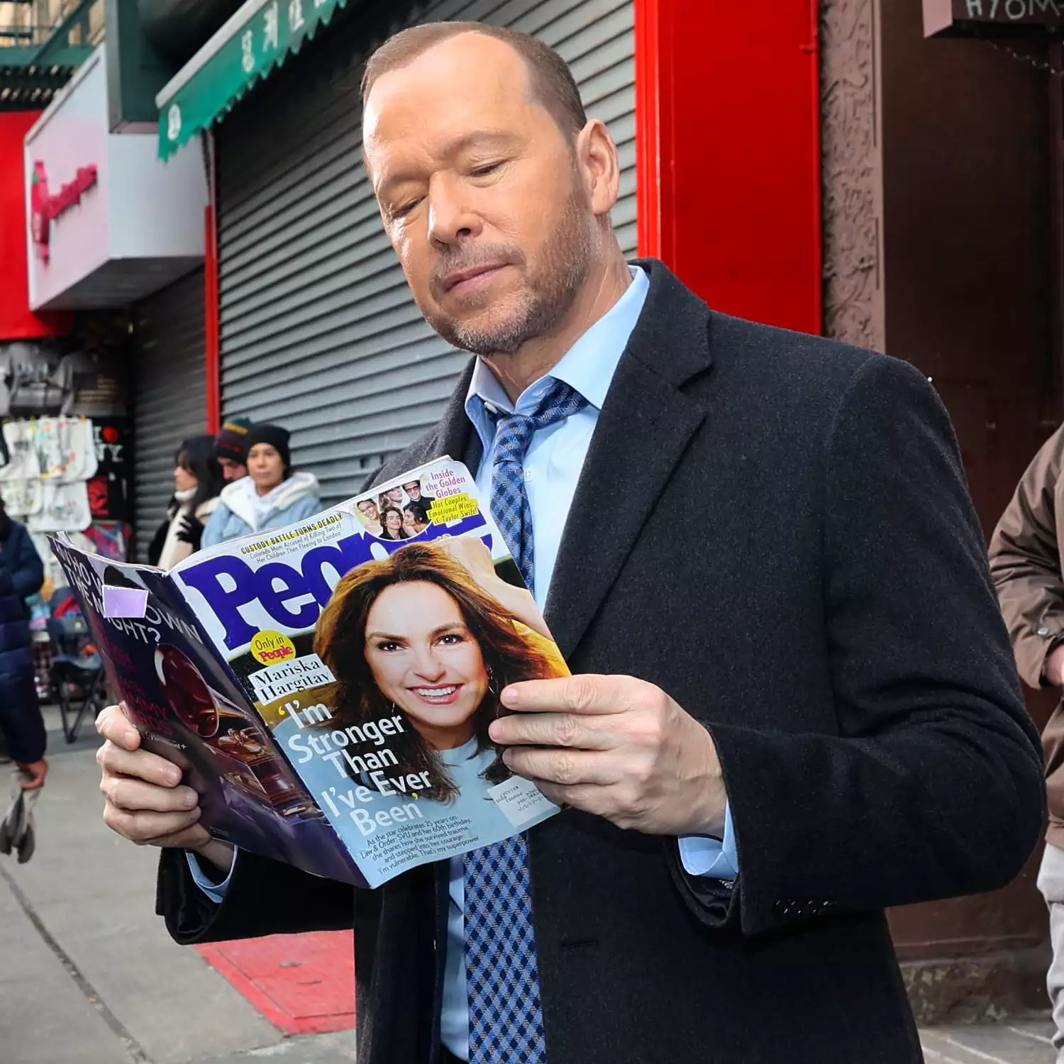 Donnie Wahlberg is seen on the set of "Blue Bloods" on January 18, 2024 in New York City.