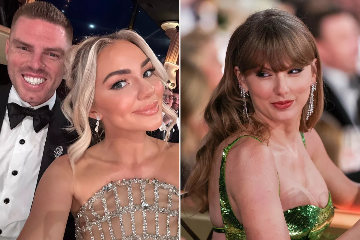 Dodgers Star Freddie Freeman and Wife Joke About Photobombing Taylor Swift and Selena Gomez at Golden Globes