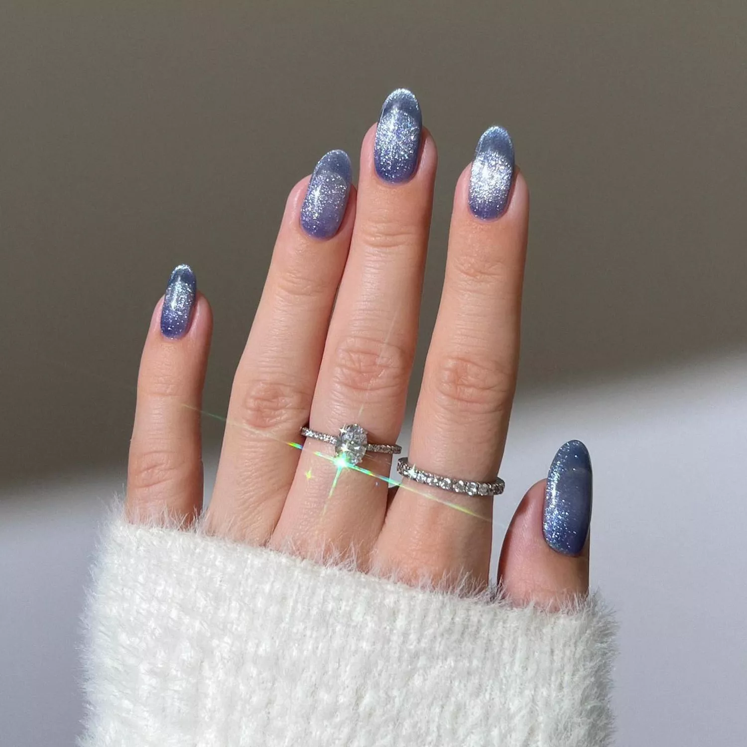 icy blue velvet nails