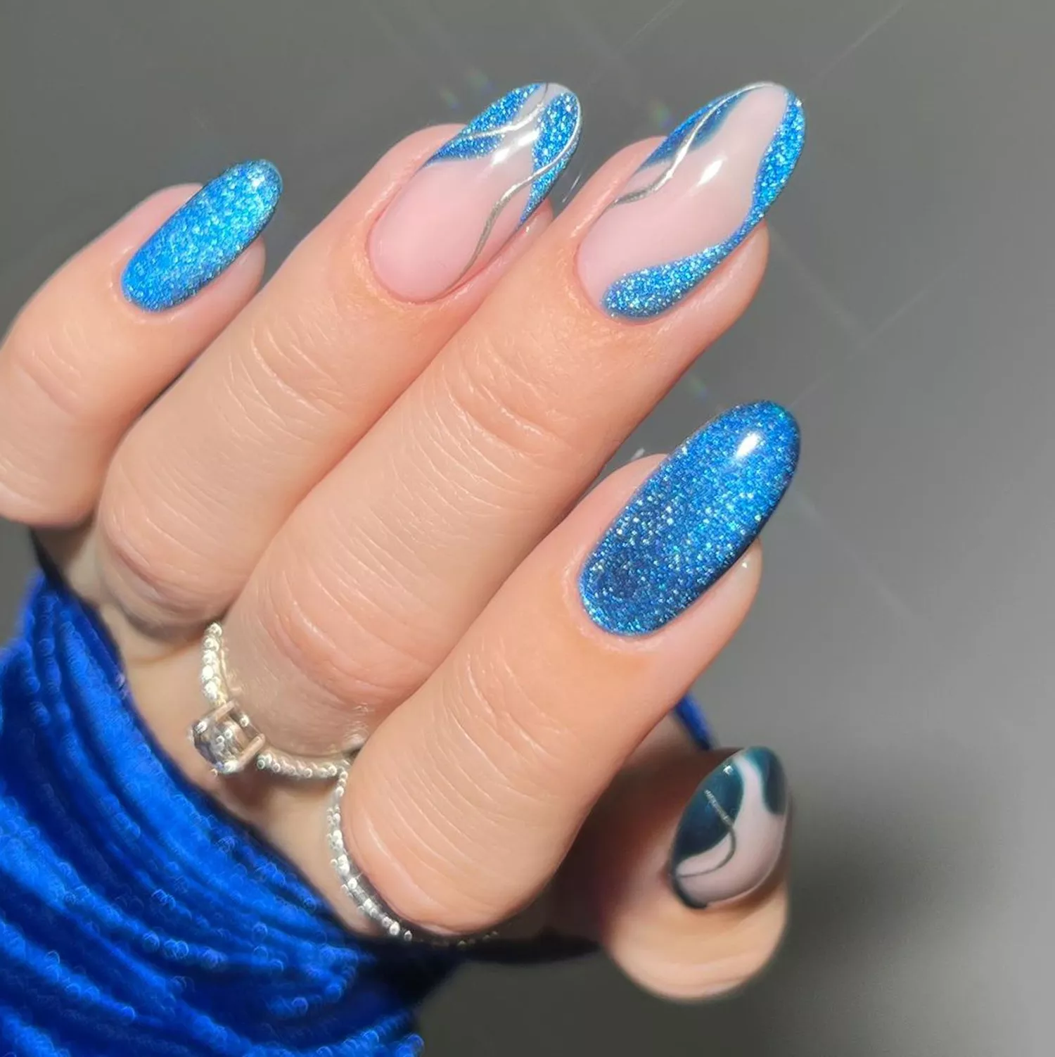 blue velvet with design