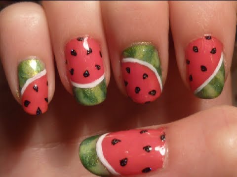 Simple Summer Watermelon Nail Art Tutorial - YouTube