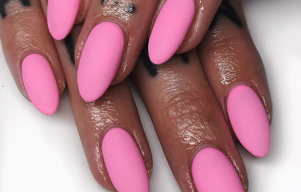 matte hot pink nails