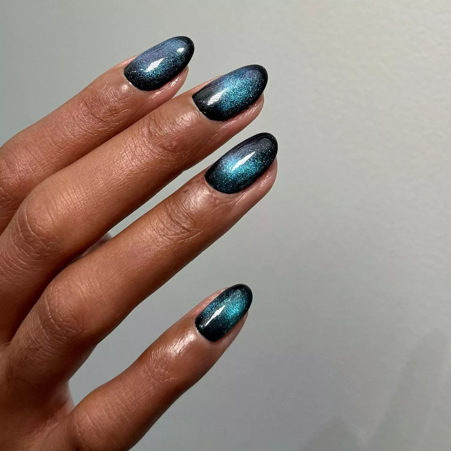 black with blue velvet nails